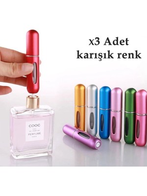 EstoreBox Mukko 3 Adet Parfüm Şişesi Çanta Içi Mini Doldurulabilir Seyahat Cep Yedek Parfüm Şişesi 5 ml