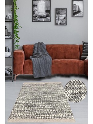 EstoreBox On The Clouds Kilim Desenli Etnik Dijital Baskı Yıkanabilir Kaymaz Taban Eskitme Salon Halı Yoll