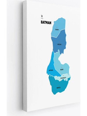 Uslucan Alışveriş Batman Ili ve Ilçeler Haritası Dekoratif Kanvas Tablo 1287