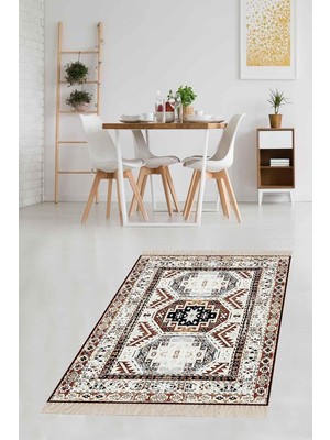 EstoreBox On The Clouds Kilim Desenli Etnik Dijital Baskı Yıkanabilir Kaymaz Taban Salon Halı Yollu