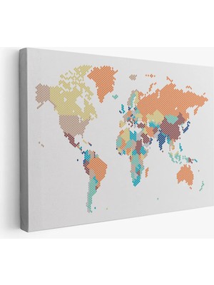 Uslucan Alışveriş Dünya Haritası Dekoratif Kanvas Tablo 1061