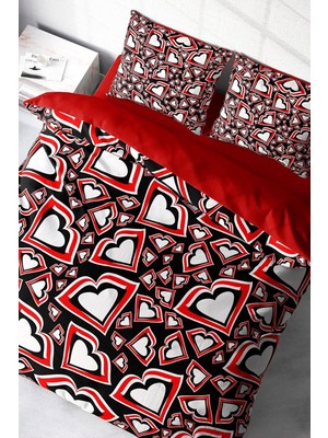 EstoreBox Monohome King Size Heart Lips 3D Çift Kişilik Nevresim Takımı 220X240CM, MONOHOME47825