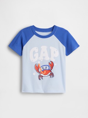 Gap Erkek Bebek Açık Mavi Colorblock Grafik Baskılı T-Shirt