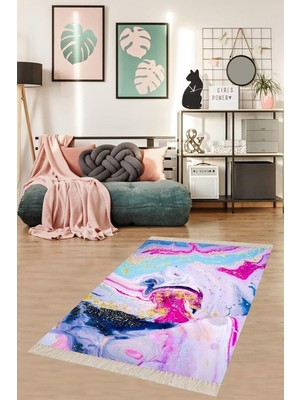 EstoreBox Pelangi Karışık Renk Paleti Dijital Baskı Yıkanabilir Kaymaz Taban Tutmaz Salon Halısı