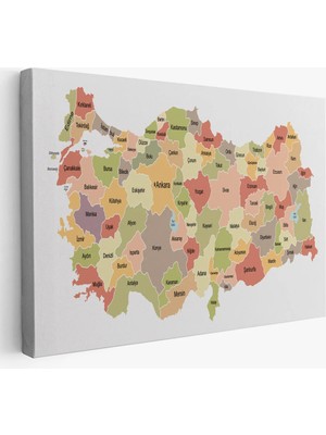 Uslucan Alışveriş Türkiye Haritası Kanvas Tablo Eğitici ve Öretici Dekoratif Tablo Tablo 3129