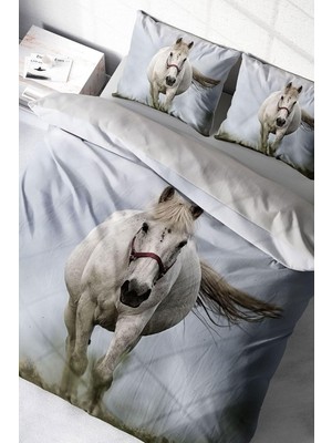 EstoreBox Monohome Rebel Horse Naturel Çift Kişilik Nevresim Takımı, MONOHOME4425