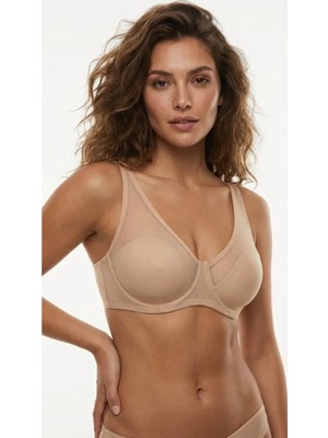 Lunaintim Nude Modern Kesim Toparlayıcı Sütyen - Tül Detaylı Soft Cup Minimizer