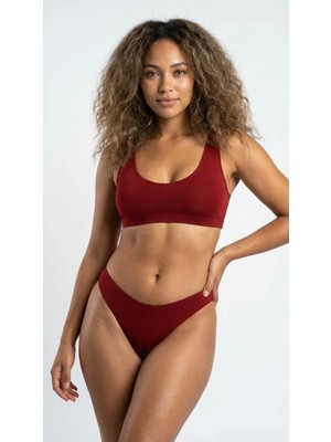 Lunaintim Nefes Alan Pamuklu Bikini Külot - Esnek, Kaliteli ve Rahat Slip Model - Bordo