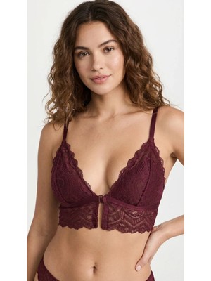 Lunaintim Bordo Dantelli Bralet Sütyen - Desteksiz (Boş Kap) ve Balensiz Üçgen Model