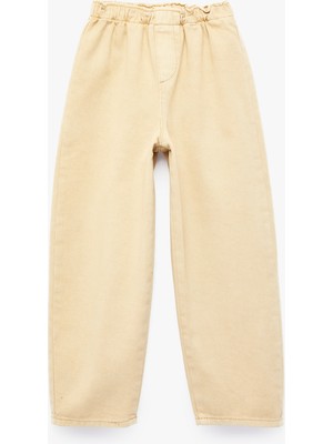 Koton Pamuklu Beli Lastikli Loose Fit Barrel Denim Pantolon