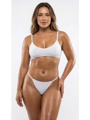 Lunaintim Iz Yapmayan Beyaz G-String - Ince Ipli ve Pamuklu Görünmez Tanga