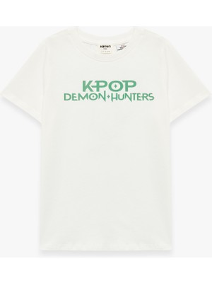 Koton Lisanslı Kpop Demon Hunters Zoey Baskılı Kısa Kollu Bisiklet Yaka Pamuklu Tişört