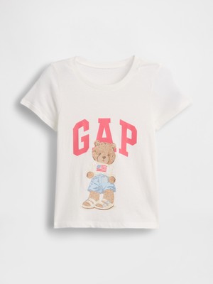Gap Kız Bebek Kırık Beyaz Grafik Baskılı T-Shirt