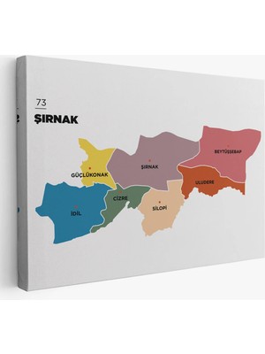 Uslucan Alışveriş Şırnak Ili ve Ilçeler Haritası Dekoratif Kanvas Tablo 1461
