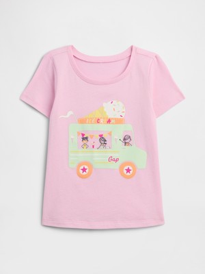 Gap Kız Bebek Açık Pembe Grafik Baskılı T-Shirt
