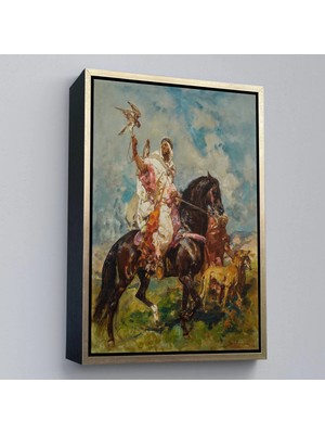 Uslucan Alışveriş Ahşap Çerçeveli Henri Emilien Rousseau - Şahin Avcısı Tablo - The FALCONER-7428