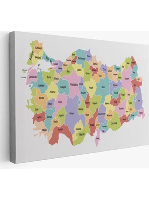 Uslucan Alışveriş Türkiye Haritası Kanvas Tablo Eğitici ve Öretici Dekoratif Tablo Tablo 3123