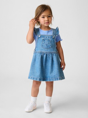 Gap Kız Bebek Mavi Ayı Cep Denim Salopet