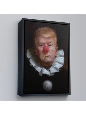 Uslucan Alışveriş Ahşap Çerçeveli Palyaço Donald Trump TABLO-7849