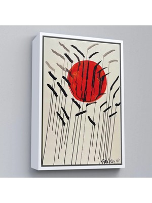 Uslucan Alışveriş Ahşap Çerçeveli Alexander Calder - Kızıl Güneş ve Uzun Otlar Tablosu - Cattails With Red SUN-8090