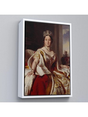 Uslucan Alışveriş Ahşap Çerçeveli Franz Xaver Winterhalter - Kraliçe Victoria Tablosu - Queen VICTORIA-8038