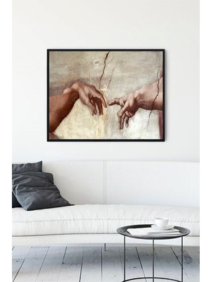 EstoreBox Postermanya (PSTER12332) Michelangelo - Adem'ın Yaratılışı Sanatsal Çerçeveli Tablo 2 (30 x 40CM)