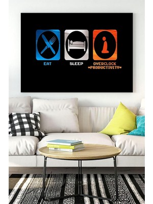 EstoreBox Postermanya (PSTER17217) Eat - Sleep - Productivity Girişimcilik Kanvas Tablo 30 x 40