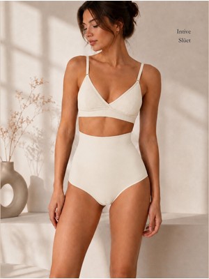 Intive Lingerie Papatya Beli Silikonlu Lazer Kesim Iz Yapmaz Yüksek Bel Toparlayıcı Korse Uzun Slip
