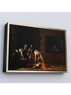 Uslucan Alışveriş Ahşap Çerçeveli Vaftizci Yahya'nın Kesilmesi Tablo-Caravaggio-The Beheading Of St John The BAPTIST-7139