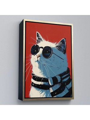 Uslucan Alışveriş Ahşap Çerçeveli Cool Kedi TABLO-7643