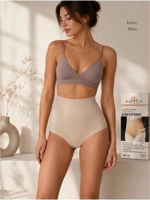 Intive Lingerie Papatya Beli Silikonlu Lazer Kesim Iz Yapmaz Yüksek Bel Toparlayıcı Korse Uzun Slip
