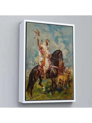 Uslucan Alışveriş Ahşap Çerçeveli Henri Emilien Rousseau - Şahin Avcısı Tablo - The FALCONER-7428