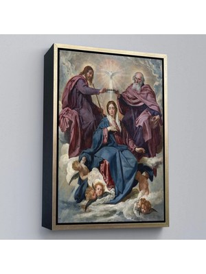 Uslucan Alışveriş Ahşap Çerçeveli Diego Velazquez - Bakirenin Taç Giyme Töreni TABLO-7344