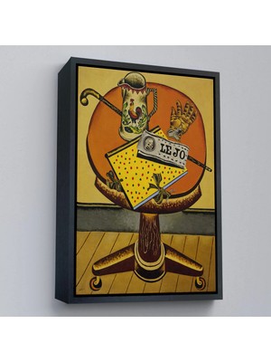 Uslucan Alışveriş Ahşap Çerçeveli Joan Miro'nun Eldiveni ve Gazetesi Tablo - Glove And NEWSPAPER-7411