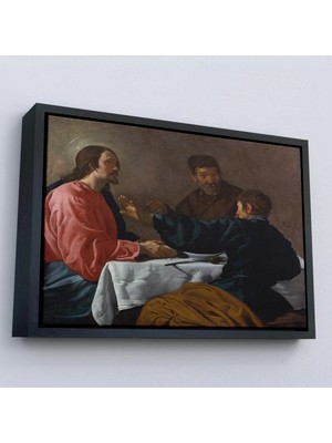 Uslucan Alışveriş Ahşap Çerçeveli Diego Velázquez - Emmaus'ta Akşam Yemeği Tablo - The Supper At EMMAUS-7145