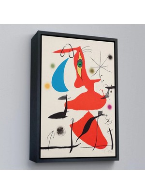 Uslucan Alışveriş Ahşap Çerçeveli Joan Miro - Sürreal Soyut TABLO-7365