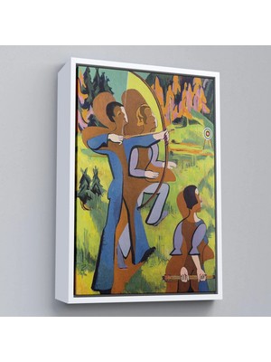 Uslucan Alışveriş Ahşap Çerçeveli Ernst Ludwig Kirchner - Okçular Tablosu - ARCHERS-8064