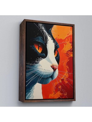 Uslucan Alışveriş Ahşap Çerçeveli Cool Kedi TABLO-7658