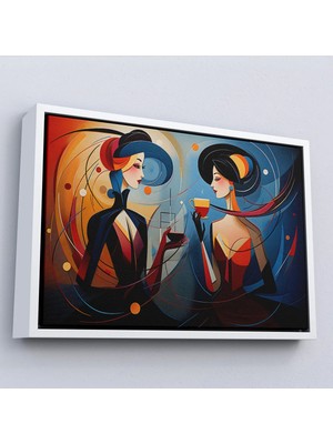 Uslucan Alışveriş Ahşap Çerçeveli Kandinsky Tarzı Güzel Kadınlar TABLOSU-7248
