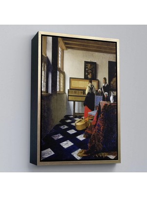 Uslucan Alışveriş Ahşap Çerçeveli Johannes Vermeer - Müzik Dersi Tablo - The Music LESSON-7348