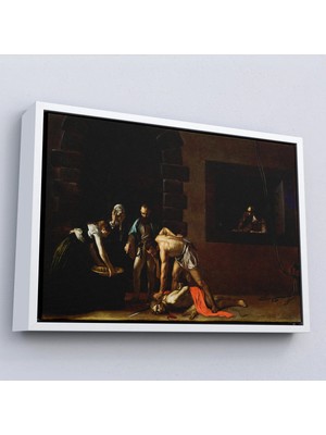 Uslucan Alışveriş Ahşap Çerçeveli Vaftizci Yahya'nın Kesilmesi Tablo-Caravaggio-The Beheading Of St John The BAPTIST-7139