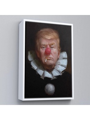 Uslucan Alışveriş Ahşap Çerçeveli Palyaço Donald Trump TABLO-7849