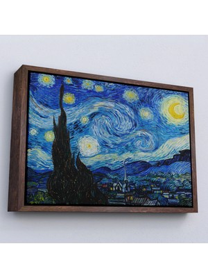 Uslucan Alışveriş Ahşap Çerçeveli Vincent Van Gogh - Yıldızlı Gece Tablo - The Starry NIGHT-7133