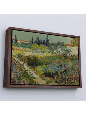 Uslucan Alışveriş Ahşap Çerçeveli Vincent Van Gogh - Çiçek Bahçesi Tablo - Flowering Garden With PATH-7182