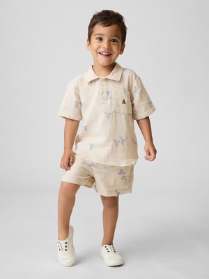 Gap Erkek Bebek Bej Pamuk Gauze Desenli Pull-On Şort