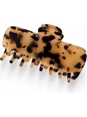 Les Petites Mains Bej Leopar Desenli Kemik Asetat Saç Tokası