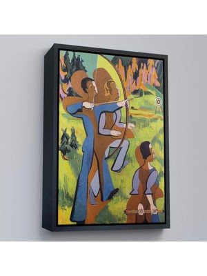 Uslucan Alışveriş Ahşap Çerçeveli Ernst Ludwig Kirchner - Okçular Tablosu - ARCHERS-8064