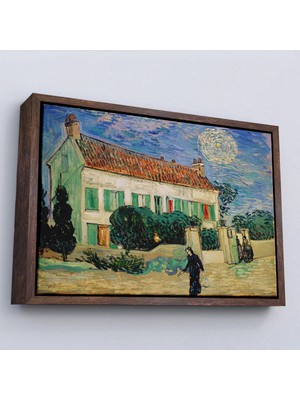 Uslucan Alışveriş Ahşap Çerçeveli Vincent Van Gogh - Geceleyin Beyaz Ev Tablo - White House At NIGHT-7173
