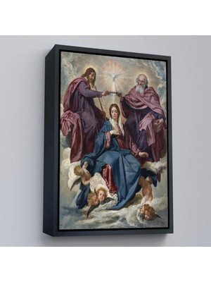 Uslucan Alışveriş Ahşap Çerçeveli Diego Velazquez - Bakirenin Taç Giyme Töreni TABLO-7344