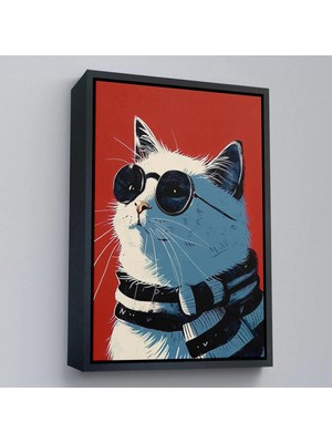 Uslucan Alışveriş Ahşap Çerçeveli Cool Kedi TABLO-7643